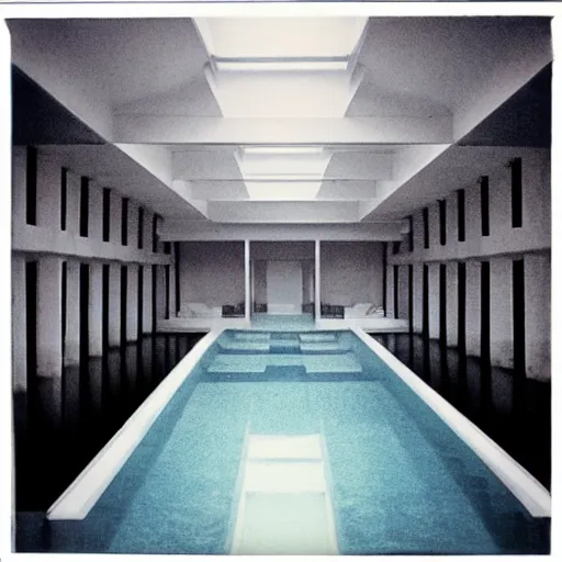 Image similar to endless infinite pool, interior, eerie, liminal space