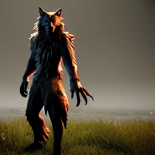 Prompt: werewolf from van helsing unreal engine hyperreallistic render glow 8k