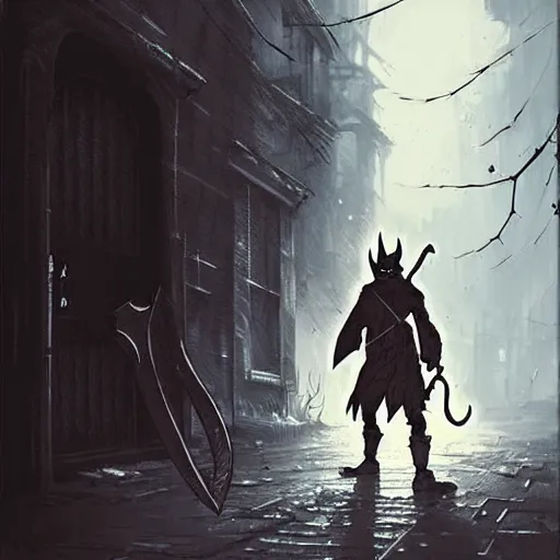 Prompt: pikachu wielding a machete and mugging people in a back alley, art by greg rutkowski, in the style of bloodborne, intricate, elegant, highly detailed, smooth, sharp focus, artstation