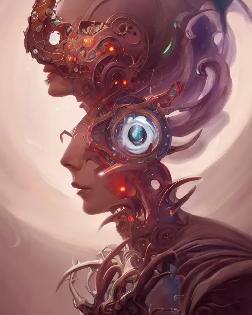 Image similar to portrait of a beautiful supernatural biomechanical emanation, by pete mohrbacher and artgerm and wlop, digital art, highly detailed, intricate, fantasy, mystical, sharp focus, Trending on Artstation HQ, deviantart, unreal engine 5, 4K UHD image