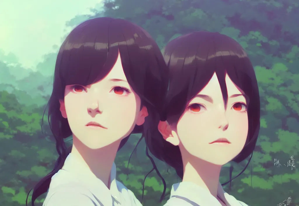 Image similar to portrait of a girl by ilya kuvshinov, cloudy sky background lush landscape illustration concept art anime key visual trending pixiv fanbox by wlop and greg rutkowski and makoto shinkai and studio ghibli