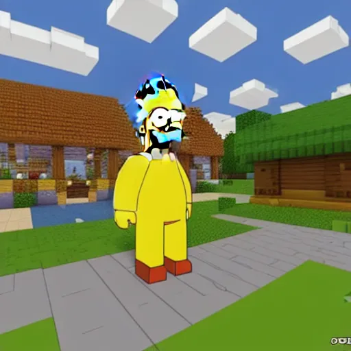 Image similar to The Simpsons in Minecraft