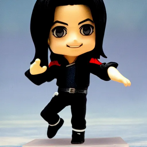 Prompt: michael jackson as nendoroid doing moonwalk on a moon, kodak film