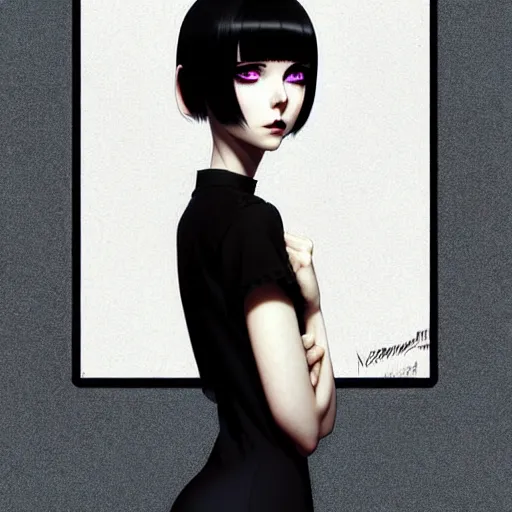 Image similar to a beautiful slim shy blonde goth girl ignores you, art by ilya kuvshinov and lois van baarle and ross tran and range murata and artgerm and andy warhol, norman rockwell, digital art, highly detailed, profile picture, intricate, sharp focus, mystical trending on artstation hq, deviantart, pinterest, unreal engine 5, 4 k uhd image