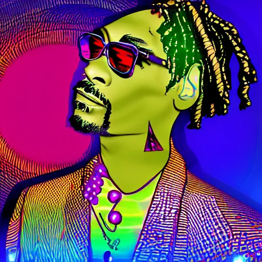 Image similar to snoop dogg psychedelic digital art