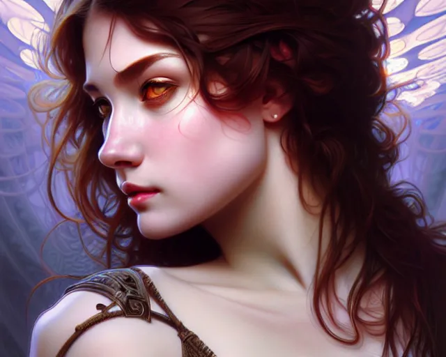 Image similar to psychoslayer, portrait, highly detailed, deep focus, elegant, digital painting, smooth, sharp focus, illustration, ultra realistic, 8 k, art by artgerm and alphonse mucha