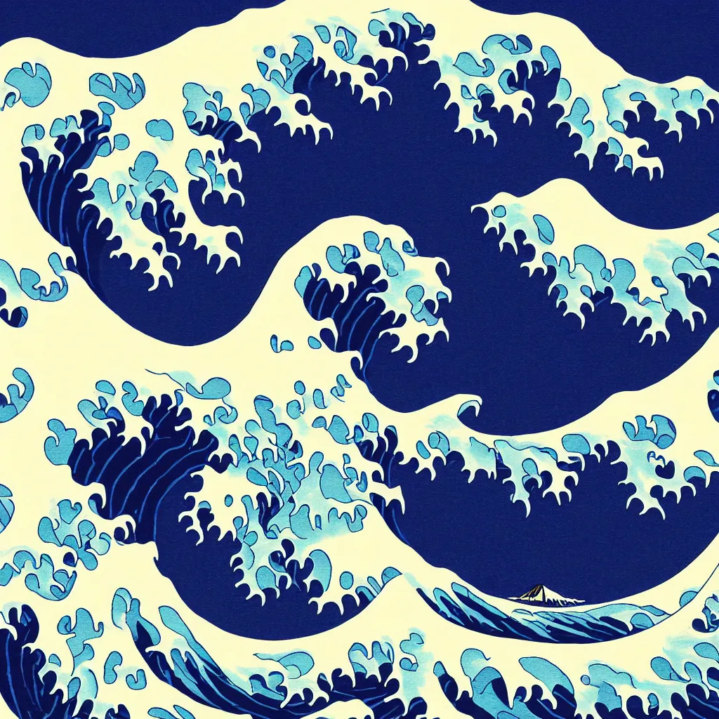 Prompt: great wave off kanagawa, digital art,