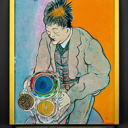 Image similar to by jan pietersz saenredam, by nam june paik, by henri de toulouse - lautrec bold. a beautiful mixed mediart. reality becomes illusory & observer - oriented when you study general relativity. or buddhism. or get drafted.