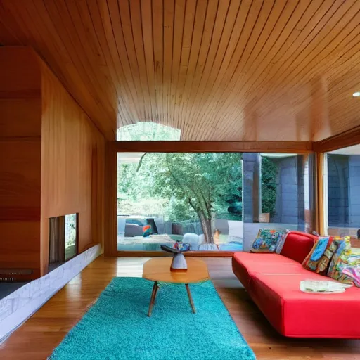 Image similar to interior photo of a 60s modernist home that is Disney themed