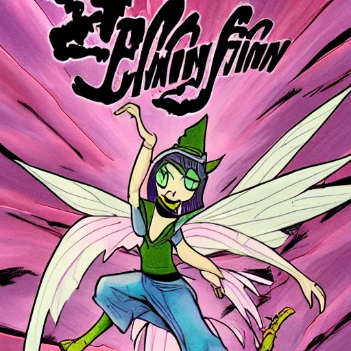 Image similar to flying fairy fighting against dragon demon in style of bryan lee o'malley