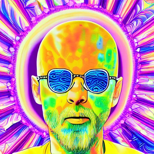 Prompt: singer moby merged with singer beck, art by lisa frank,