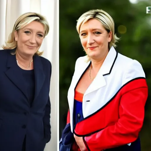 Prompt: Marine Le Pen cosplaying Adolf Hitler
