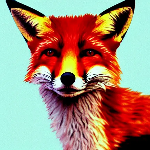 Image similar to fox in headphones, art, digital art, minimalism,