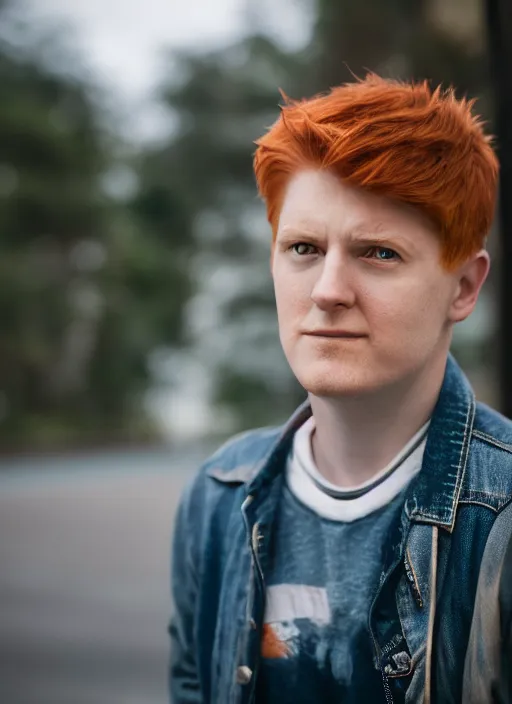 Image similar to portrait photo still of real life philip j fry, 8 k, 8 5 mm, f. 1 4