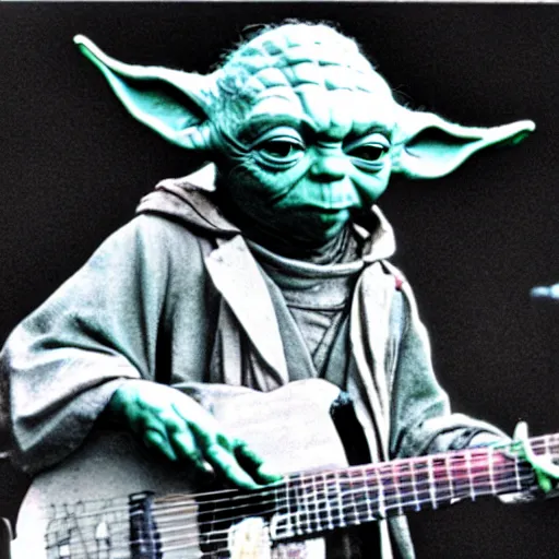 Image similar to yoda performing at woodstock