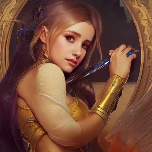 Prompt: Ariana Grande , D&D, fantasy, intricate, cinematic lighting, highly detailed, digital painting, artstation, concept art, smooth, sharp focus, illustration, art by Artgerm and Greg Rutkowski and Alphonse Mucha