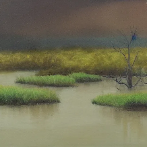 Prompt: creamy swamp landscape