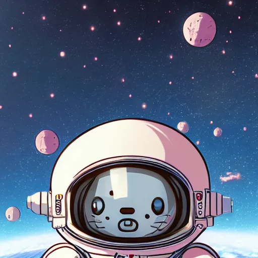Image similar to portrait of an astronaut hello kitty, concept art by makoto shinkai, dan mumford, digital art, highly detailed, intricate, sci-fi, sharp focus, Trending on Artstation HQ, deviantart, unreal engine 5, 4K UHD image