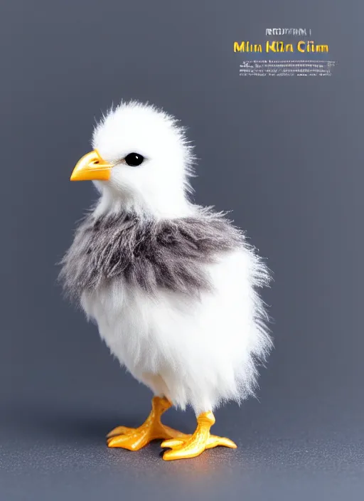 Prompt: 80mm resin detailed miniature of fluffy chick, Product Introduction Photos, 4K, Full body, simple background
