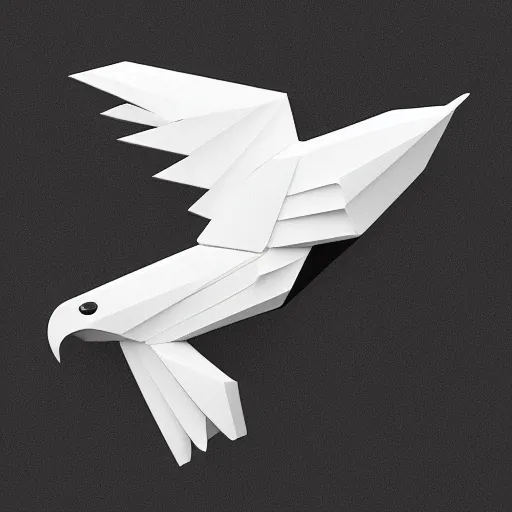 Prompt: isomorphic vector, low poly, white eagle icon, black background, cgsociety, volumetric lighting, artstationhq