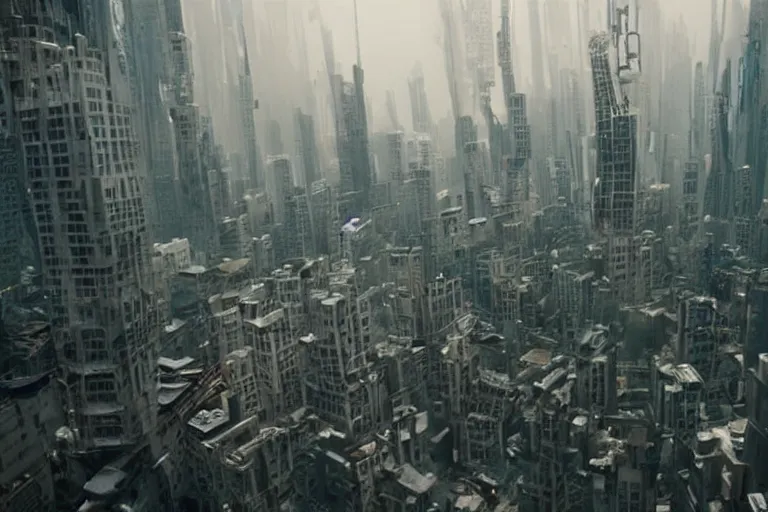 Prompt: VFX movie photojournalism of daily life in a futuristic interstellar city of abundance Emmanuel Lubezki