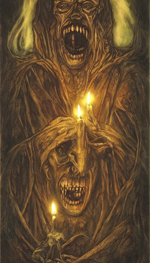 Prompt: dracula, gothic horror, by brian froud, candlelit catacombs