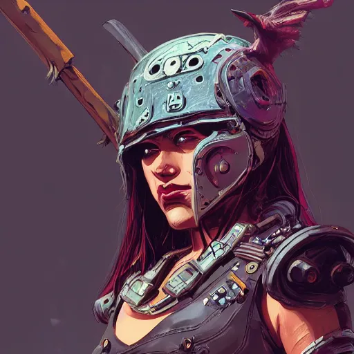 Image similar to cyberpunk viking helmet mask warrior goddess robot ninja fantasy, art gta 5 cover, official fanart behance hd artstation by jesper ejsing, by rhads, makoto shinkai and lois van baarle, ilya kuvshinov, ossdraws