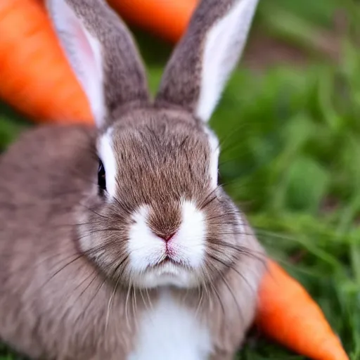 Prompt: a cute bunny eating a carrot