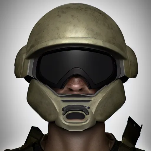 Image similar to helmet military special headgear soldier tech mechanical mask visor future sharp crisp front view trending on artstation digital painting 4 k render unreal engine digital painting