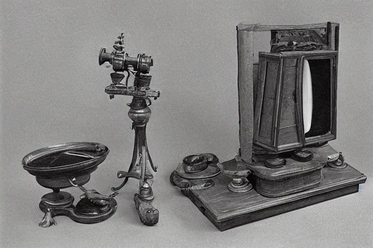 Prompt: tatbletop stilllife of a Victorian Stereo viewer