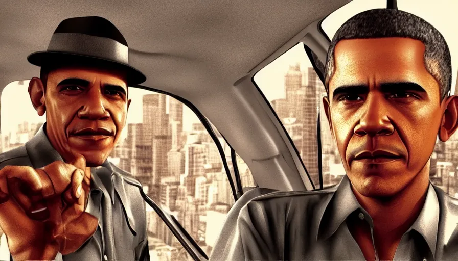 Image similar to obama in taxi driver, 3 d rendering. unreal engine. amazing likeness. very detailed.