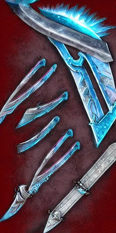 Image similar to icy warrior sword blade, blue war theme sword blade, fantasy sword of warrior, armored sword blade, glacier coloring, epic fantasy style art, fantasy epic digital art, epic fantasy weapon art