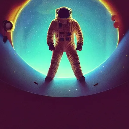 Image similar to an astronaut, recording in a music studio, [ floating ]!!, synthwave art style, illustrated by greg rutkowski and ashley mckenzie, trending on cgsociety, golden ratio!!!, centered!!!