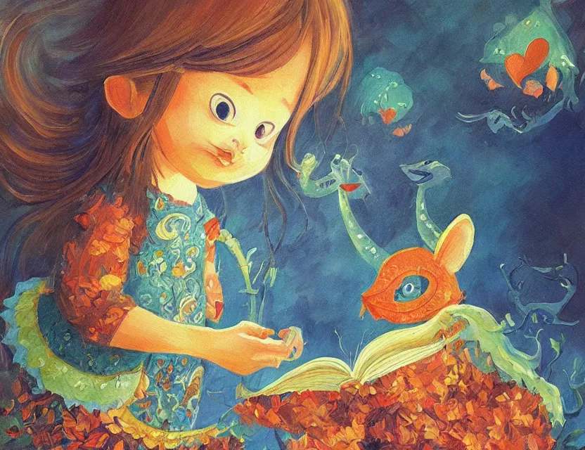 Image similar to destroyer of hearts. this oil painting by the beloved children's book illustrator has a beautiful composition, interesting color scheme and intricate details.