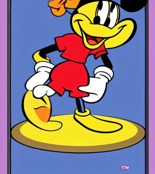 Image similar to a child of mickey mouse and donald duck, in ren and stimpy style s - w 5 7 6