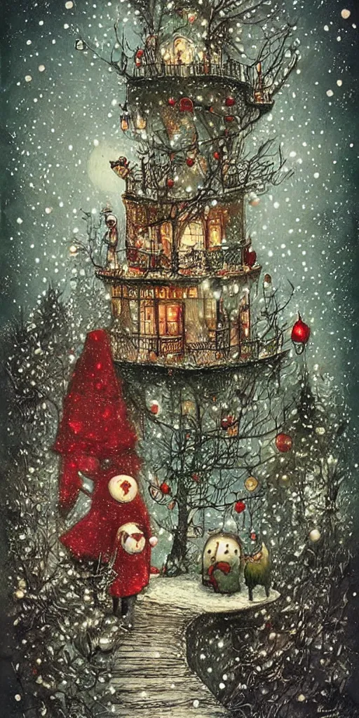 Prompt: a christmas scene by alexander jansson