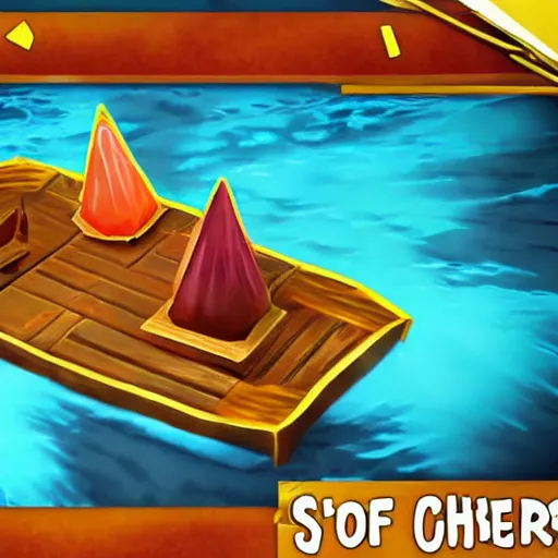 Image similar to cone of fire spell, Raft gameplay