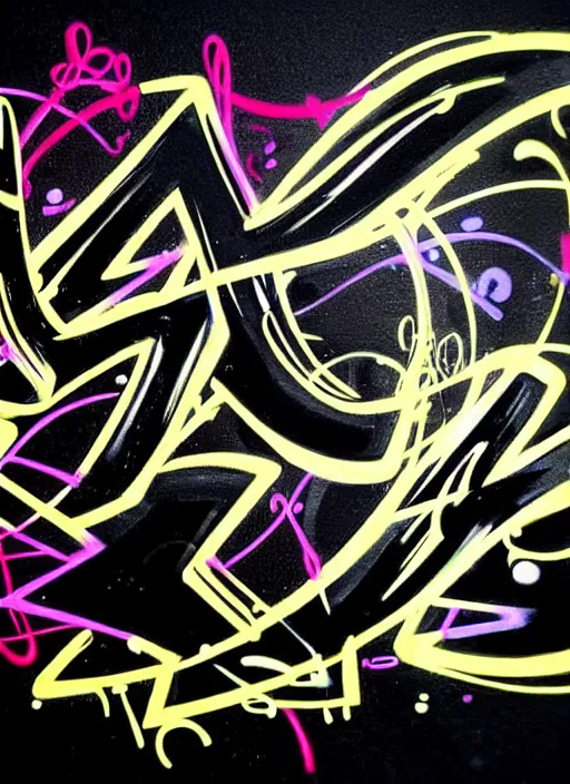 Image similar to beautiful graffiti on black background paper