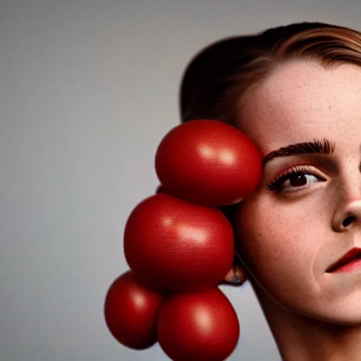 Prompt: emma watson dressed in a tomato, hyperrealistic, photography, 8 k