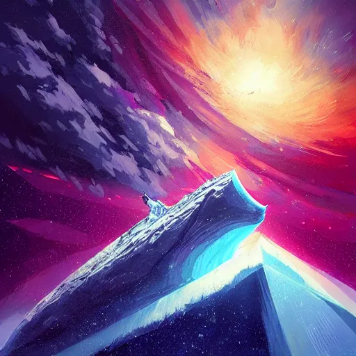 Image similar to an exposed iceberg floating in space with the universe inside, by anato finnstark, by alena aenami, by john harris, by ross tran, by wlop, by andreas rocha