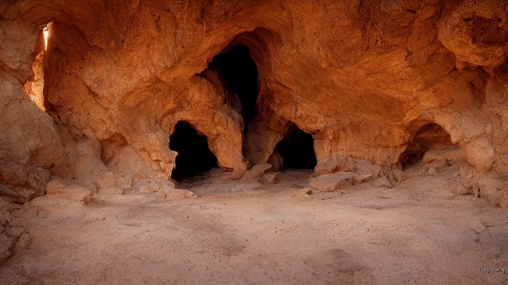 Image similar to patrick j. jones. rutkowski. holy cave entrance in the desert.