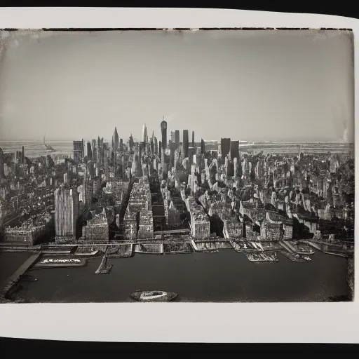 Prompt: calotype negative of new york city skyline