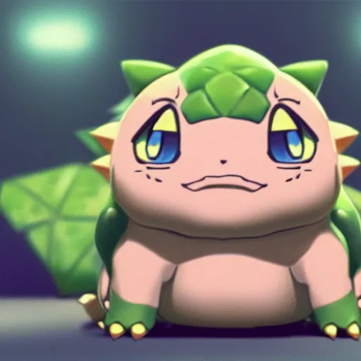 Image similar to danny de vito as a bulbasaur, anime, hyperdetailed, volumetric lighting, sharp focus, pokemon, ken sugimori