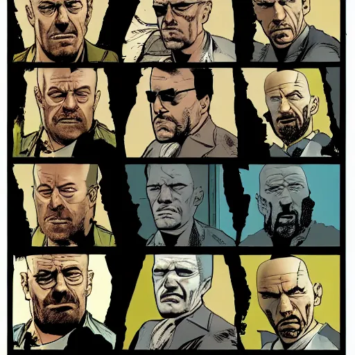 Image similar to dark gritty breaking bad comic book by Garth Ennis