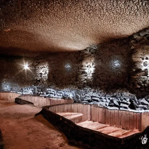 Image similar to A beautiful mine, with crystals on the walls.