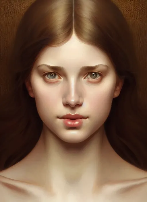 Prompt: symmetry!! portrait of young woman cursed with ever - increasing physical and mental perfection, slice - of - life, realism, golden ratio face proportions!! intricate, elegant, highly detailed, perfect face!! digital painting, artstation, concept art, smooth, sharp focus, illustration, art by artgerm and greg rutkowski and alphonse mucha