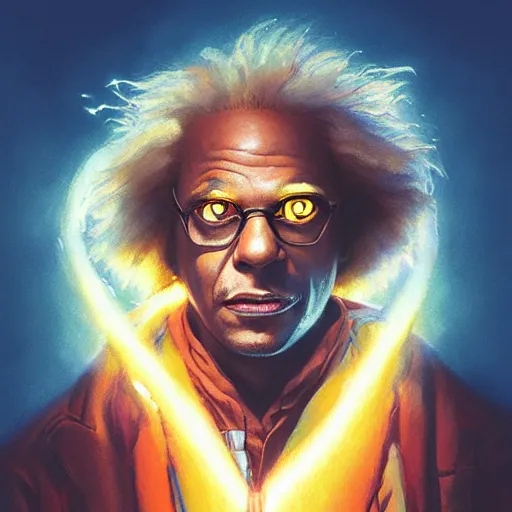 Image similar to portrait of doc brown!!!!! riding on ( ( ( ( lion king ) ) ) ), disney animation, sharp, illustration, sharp, fanart, anime key art by greg rutkowski, bloom, dramatic lighting sharp focus, cinematic, artbook, smooth, centered