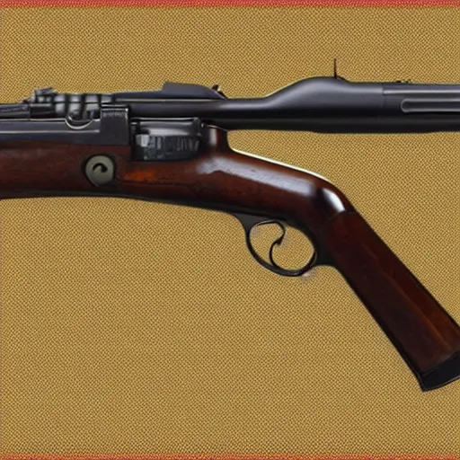 Image similar to mauser c 9 6 with a drum magazine, stylized illustration, epic angle