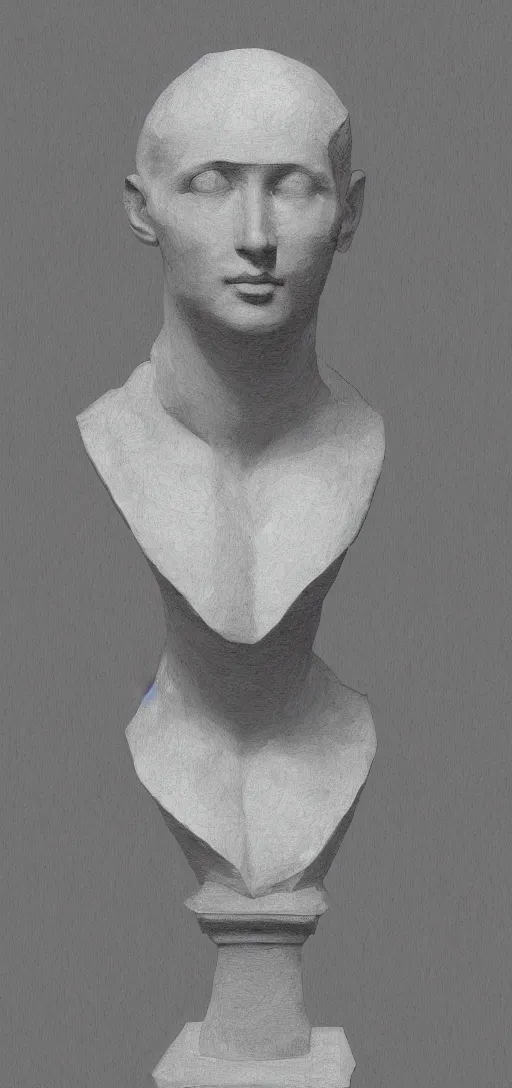 Prompt: a digital artwork of a human bust with their head being an impossible geometry, 4K, impressionist painting,