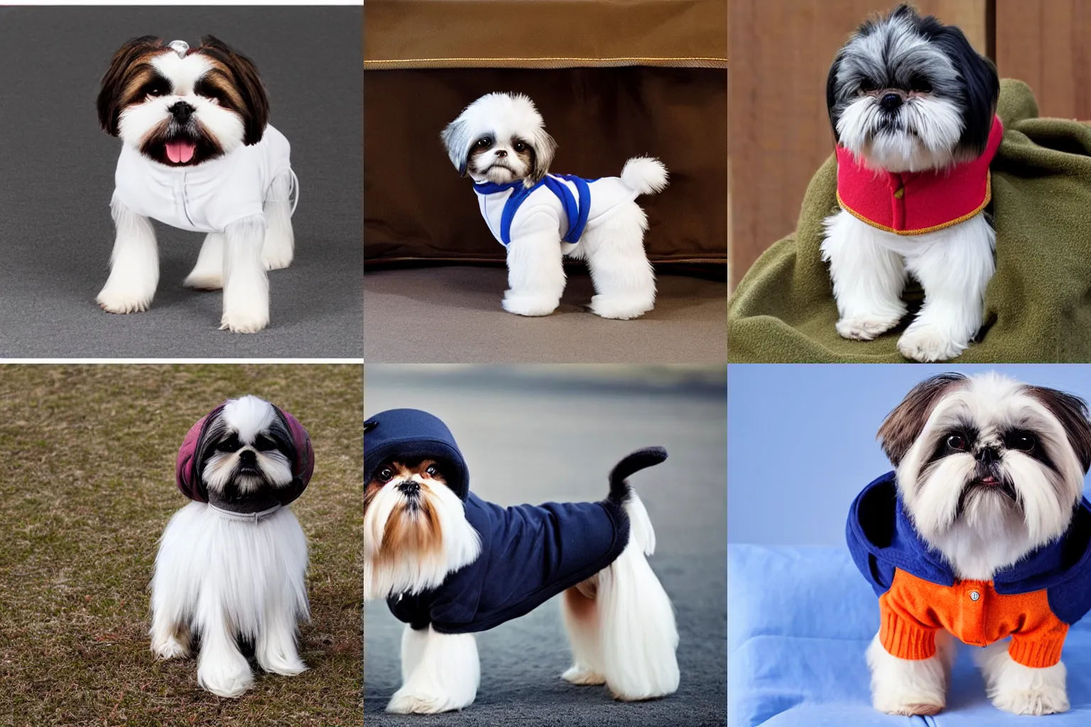 Prompt: a shih-tzu terrier in a duffel coat